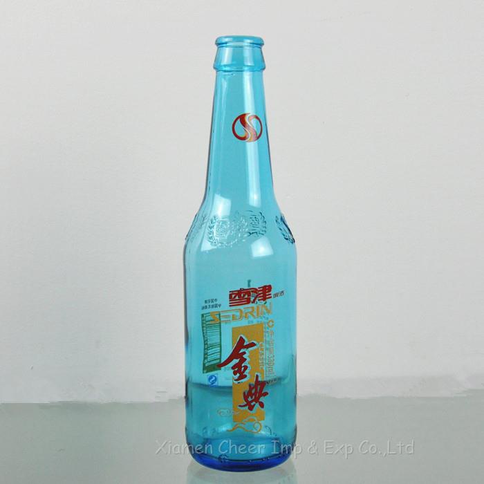 330ml light blue beer bottle